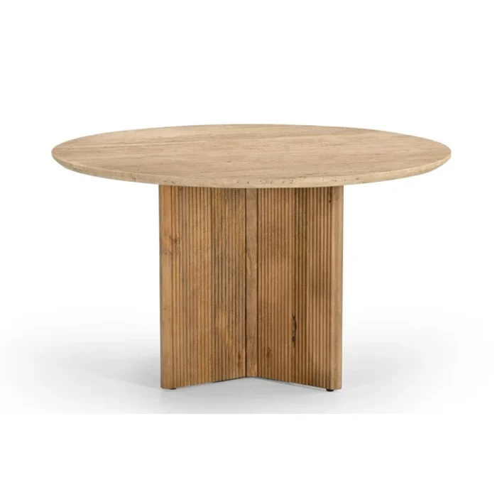 PRITI Modern Travertine Marble Round Dining Table