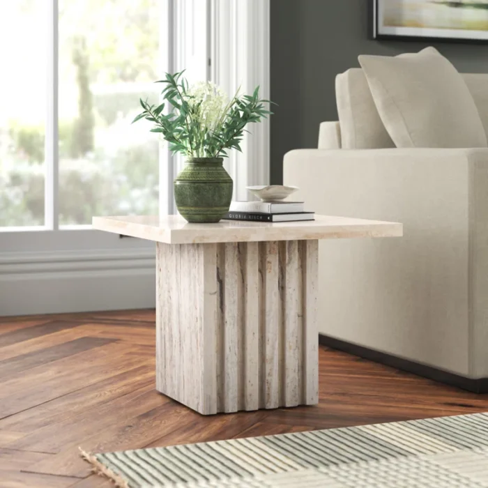 PRITI Tall Square Marble Accent Table