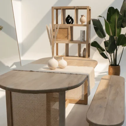 PRITI Dining Table with Rattan Legs