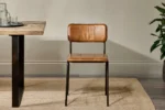 PRITI Leather Dining Chair - Aged Tan