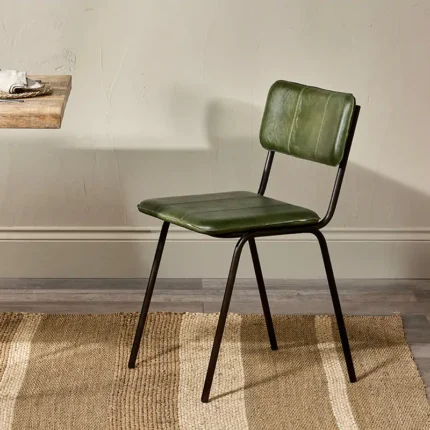 PRITI Leather Dining Chair - Rich Green