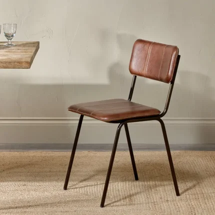 PRITI Leather Dining Chair - Chocolate Brown