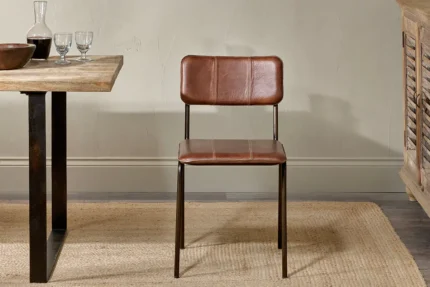 PRITI Leather Dining Chair - Chocolate Brown