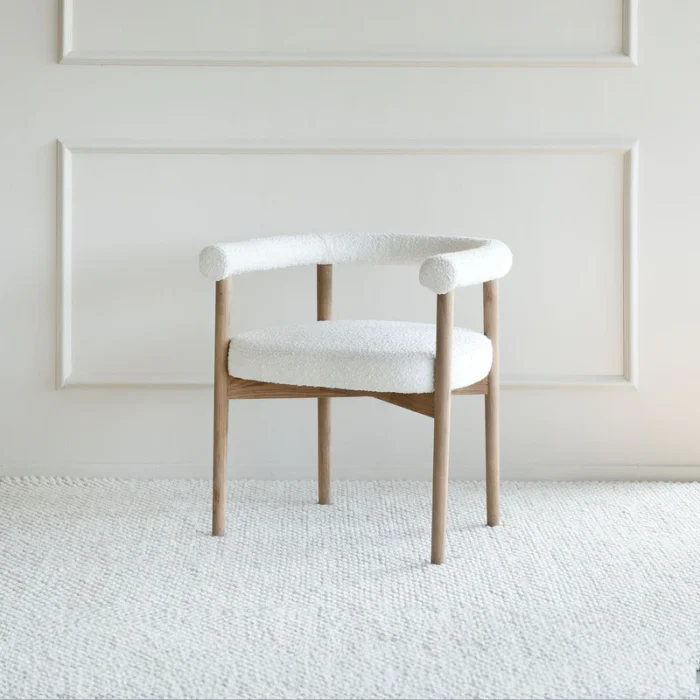 PRITI Boucle Wood Dining Chair