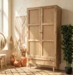 PRITI Rattan Doors Cabinet (Solid Wood & cane )