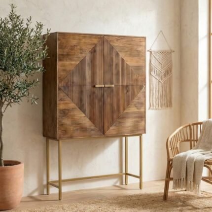 PRITI Tall Sideboard with metal legs