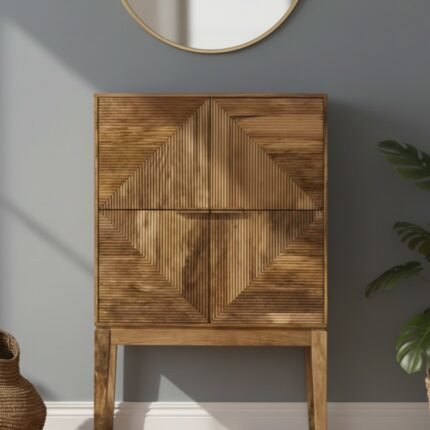 PRITI Tall Wooden Sideboard (Solid Wood )
