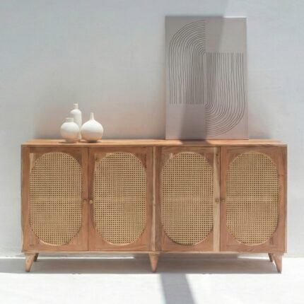 PRITI Doors Sideboard (Solid Wood with Cane )