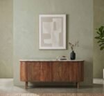 PRITI Marble 4 Door Sideboard with Wooden Base