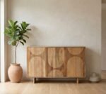 PRITI Patterned Neutral Wood 3 Door Sideboard