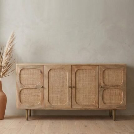 PRITI Rattan Sideboard (Solid Wood with cane )