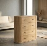 PRITI Modern Natural Chest of Drawers (Solid Wood)