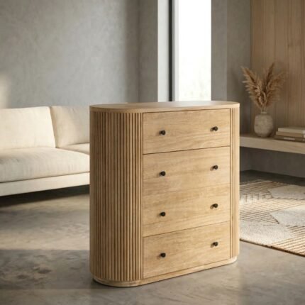 PRITI Modern Natural Chest of Drawers (Solid Wood)