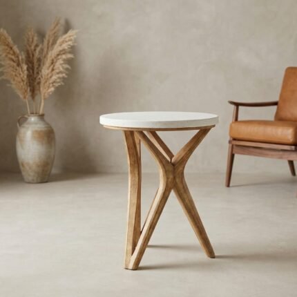 PRITI Stone Top End Table