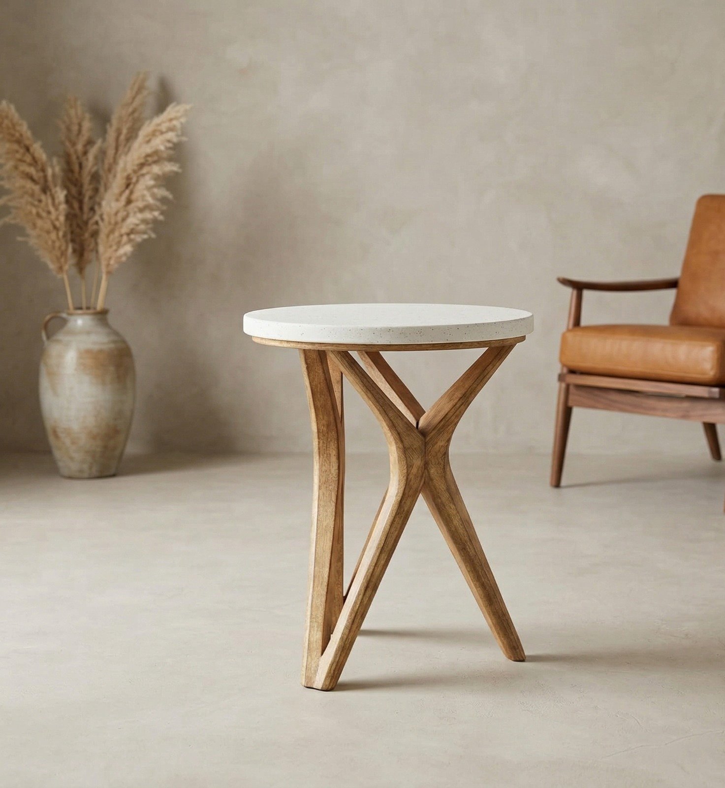 PRITI Stone Top End Table PRITI Stone Top End Table