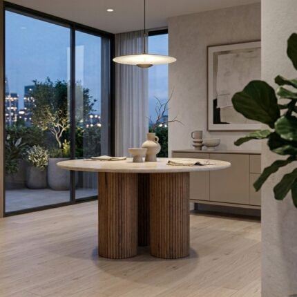 PRITI Modern Marble Round Coffee Table