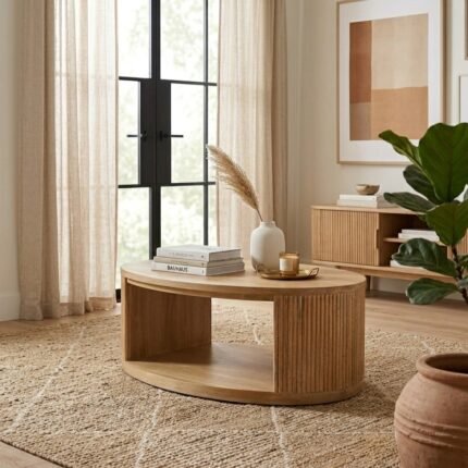 PRITI Modern Natural Coffee Table (Solid Wood )