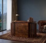 PRITI Modern Neutral Wood Set Of 3 Oval Coffee Table & Nesting Stool Set