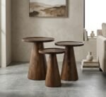 PRITI Solid Wood Tray Top Nesting Tables Set of 3