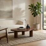 PRITI Wood Organic Shape Coffee Table (Solid Wood )