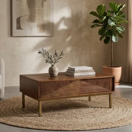 PRITI Wooden Rectangular Coffee Table