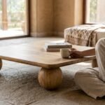 PRITI Wooden Coffee Table ball legs - Image 3