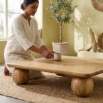 PRITI Wooden Coffee Table ball legs - Image 2