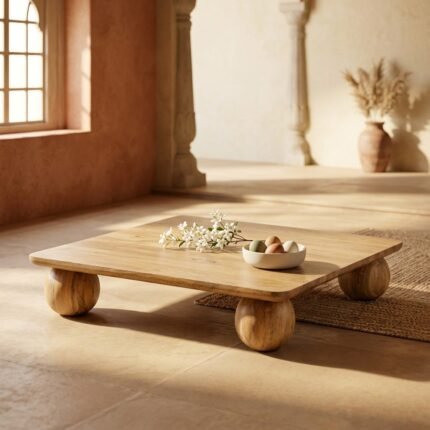 PRITI Wooden Coffee Table ball legs