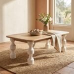 Sustainable Wooden Turned Leg Coffee Table (Solid Wood) - Image 2