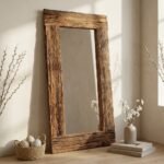 PRITI Railway Wooden Frame Mirror (Solid Wood)