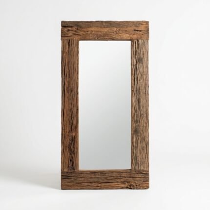 PRITI Railway Wooden Frame Mirror (Solid Wood)
