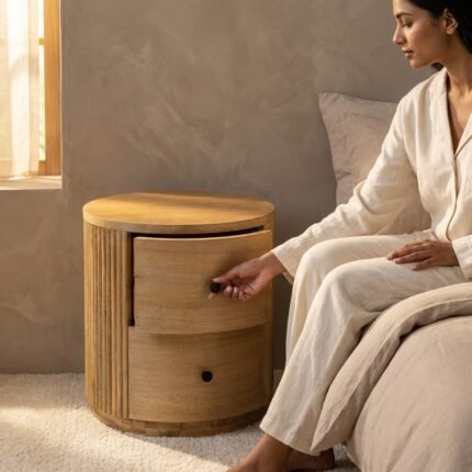 Modern Natural Nightstand (Solid Wood) - PRITI