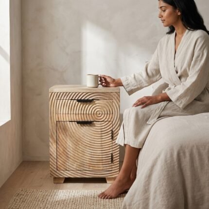 PRITI Wooden Handicraft Bedside Table (Solid Wood )PRITI Wooden Handicraft Bedside Table (Solid Wood )