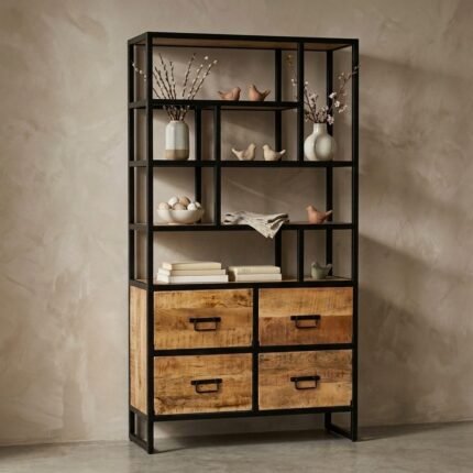 PRITI Industrial Bookshelf (Solid Wood )
