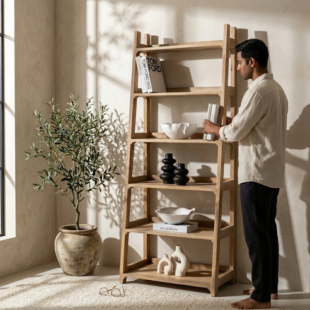 PRITI Ladder Bookcase (2 Sizes) (Solid Wood ) PRITI Ladder Bookcase (2 Sizes) (Solid Wood )
