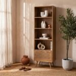PRITI Rattan Bookcase/Shelves (Solid Wood & cane )