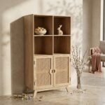 PRITI Rattan Door Display Cabinet (Solid Wood)