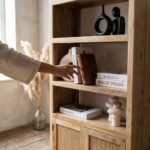 PRITI Rattan Wooden Bookshelves (Solid Wood & cane ) - Image 4