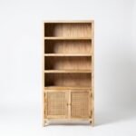 PRITI Rattan Wooden Bookshelves (Solid Wood & cane )