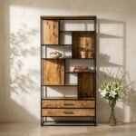 PRITI Shelf Unit with Two Drawers (Solid Wood )