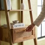 PRITI Wooden Bookcase with Rattan Drawer (Solid Wood )