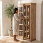 PRITI Wooden Display Shelf mango wood with mirror