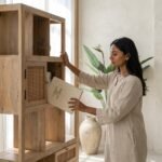 PRITI Wooden Rattan Bookcase (Solid Wood & cane ) - Image 2