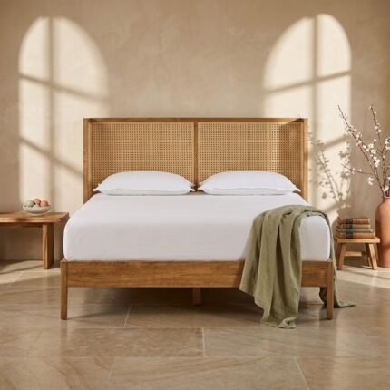 PRITI Cane Bed (Solid Mango Wood )