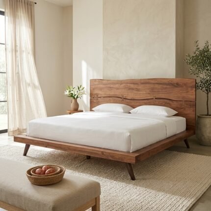 PRITI Solid Sisam Wood Platform Bed