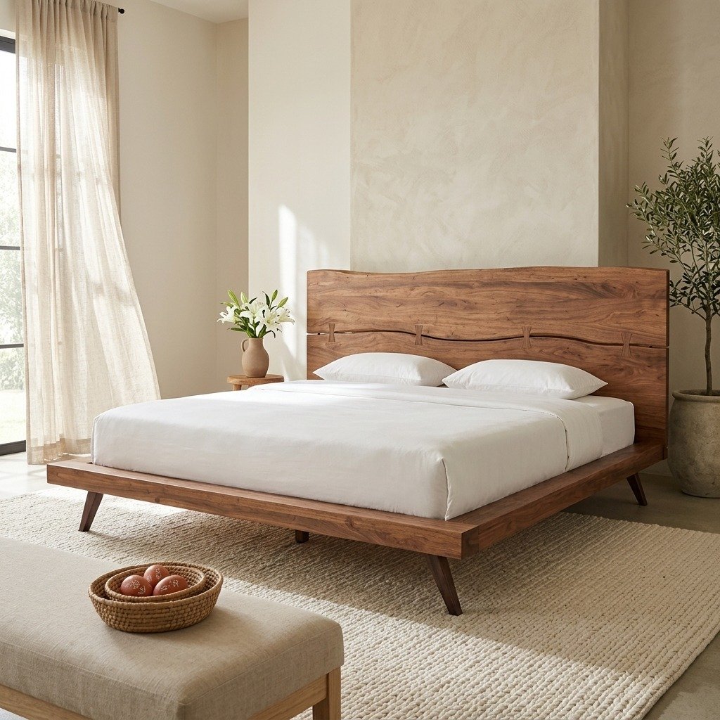 PRITI Solid Sisam Wood Platform Bed PRITI Solid Sisam Wood Platform Bed
