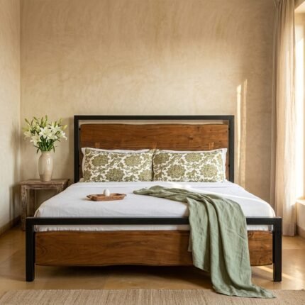 PRITI Solid Sisam Wood Platform Bed