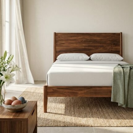 PRITI Solid Wood Platform Bed (Solid Sisam Wood )