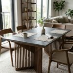 PRITI Dining Table with Stone Top (Solid Wood )