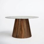 PRITI 48" Round Marble Dining Table (Marble Top & Wooden Base) - Image 11